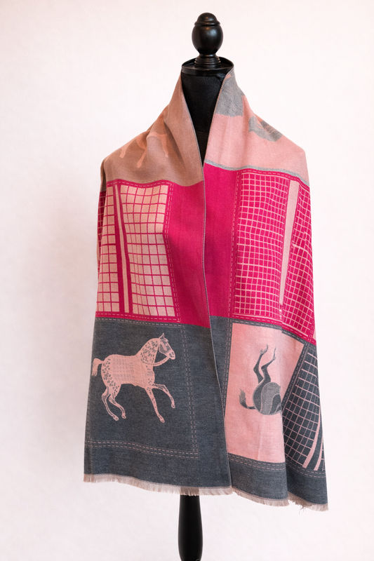 Abstract Horse Print Oversized Scarf