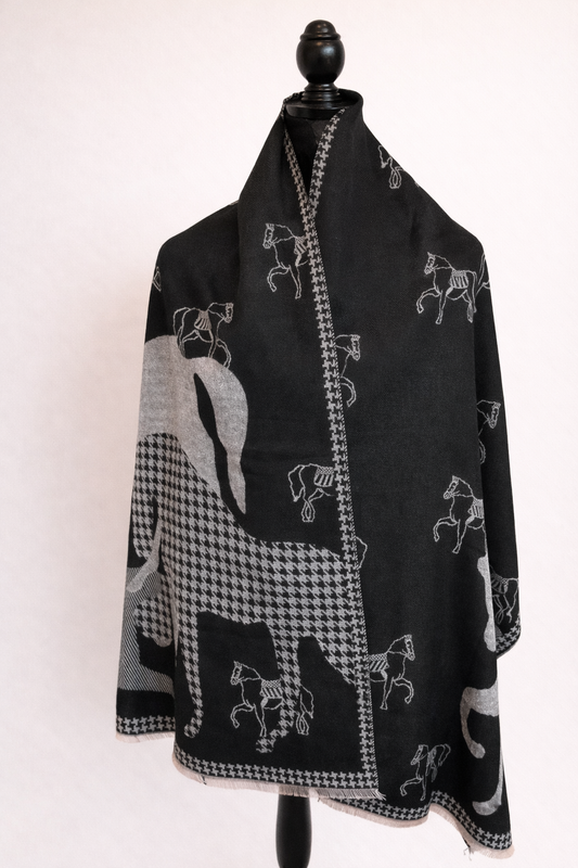 Horse Print Reversible Oversized Scarf