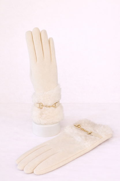 Snaffle Faux Fur Gloves