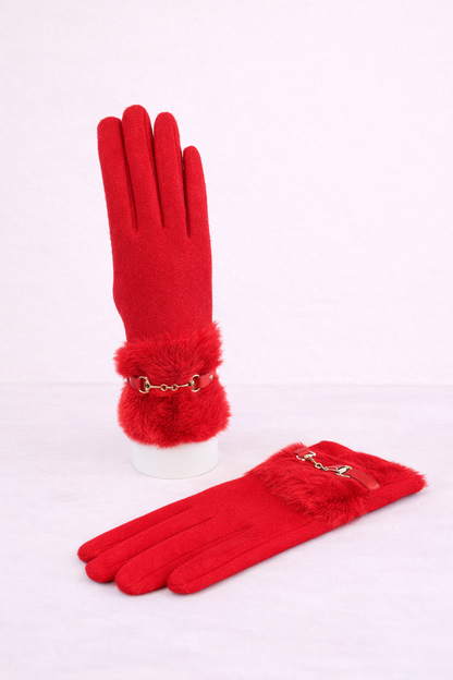Snaffle Faux Fur Gloves