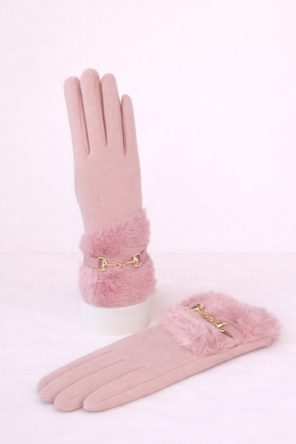 Snaffle Faux Fur Gloves