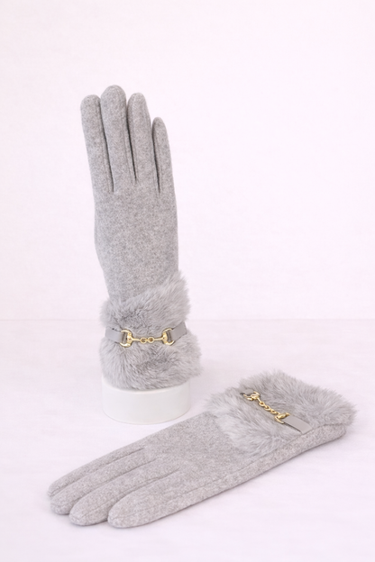 Snaffle Faux Fur Gloves
