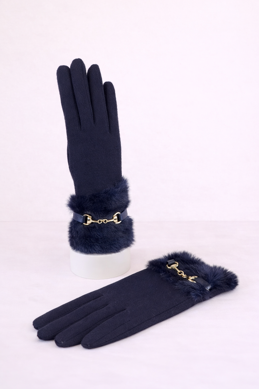 Snaffle Faux Fur Gloves