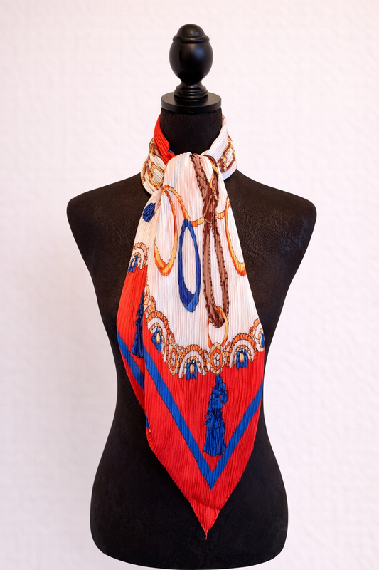Pleated Bridle Print Square Scarf