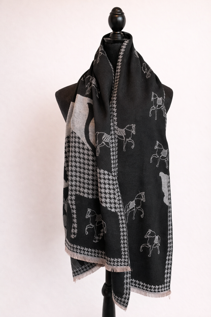 Horse Print Reversible Oversized Scarf